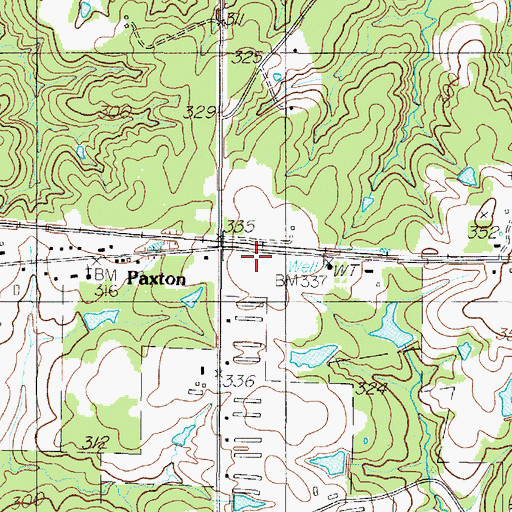 Topographic Map of Paxton, TX