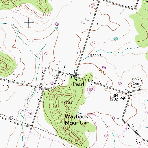 Topographic Map of Pearl, TX