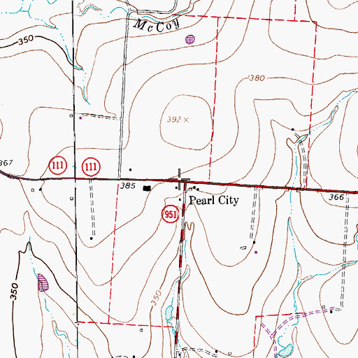 Topographic Map of Pearl City, TX