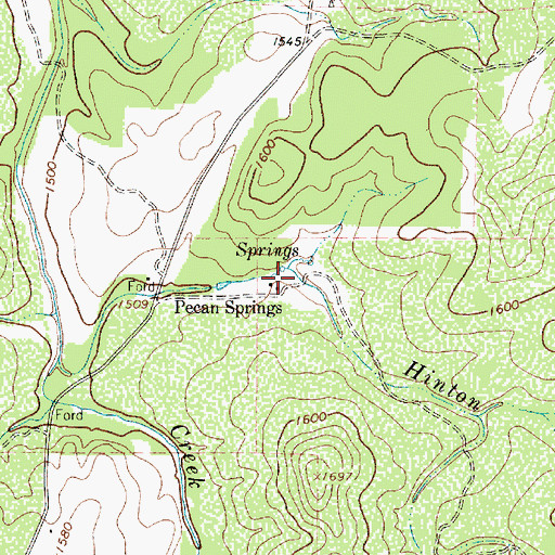 Topographic Map of Pecan Springs, TX