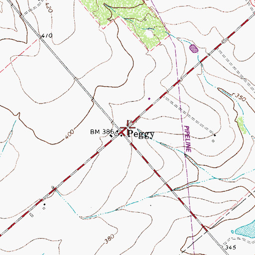 Topographic Map of Peggy, TX