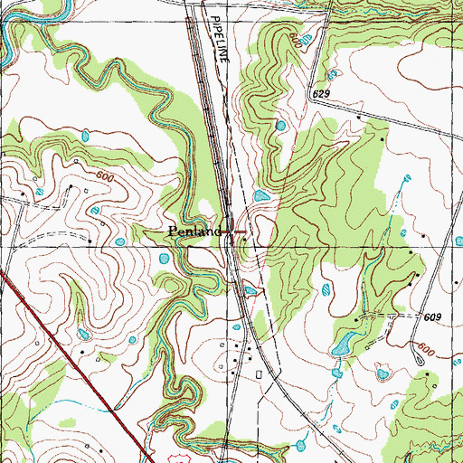 Topographic Map of Penland, TX