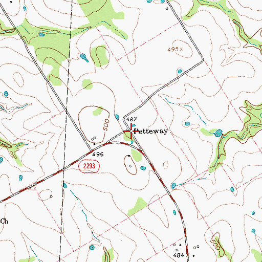 Topographic Map of Petteway, TX