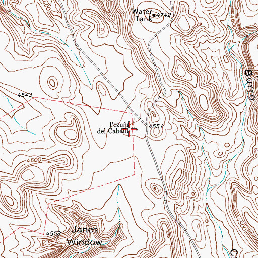 Topographic Map of Pezuna del Caballo, TX