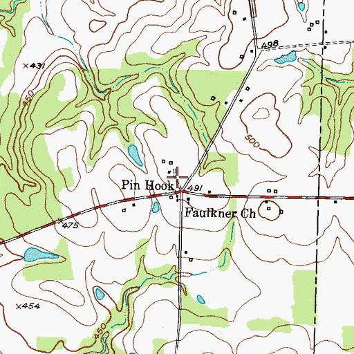 Topographic Map of Pin Hook, TX