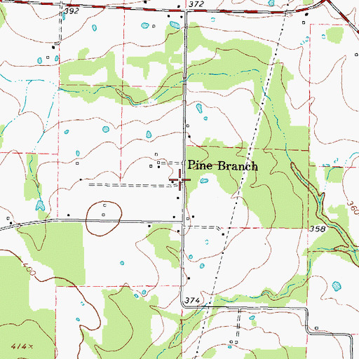 Topographic Map of Pine Branch, TX