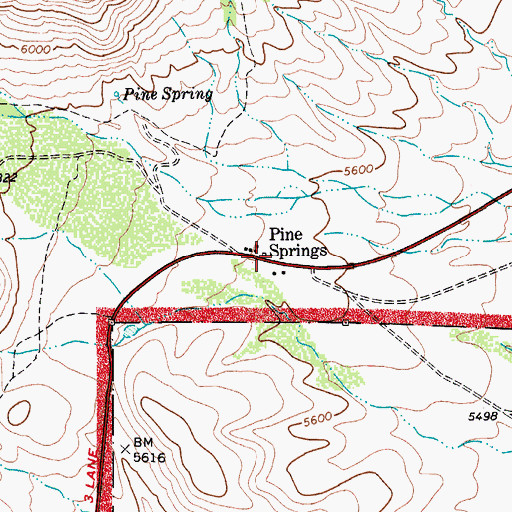Topographic Map of Pine Springs, TX