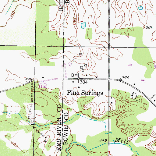 Topographic Map of Pine Springs, TX