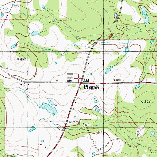 Topographic Map of Pisgah, TX