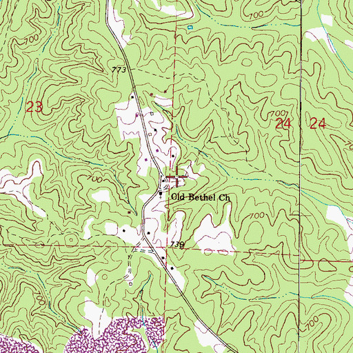 Topographic Map of Old Bethel Cemetery, AL