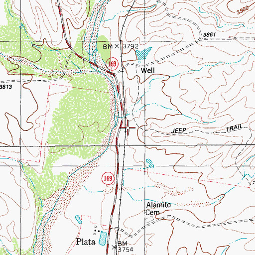 Topographic Map of Plata, TX