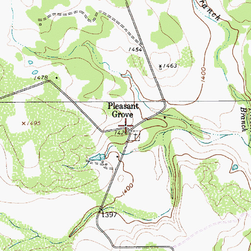 Topographic Map of Pleasant Grove, TX