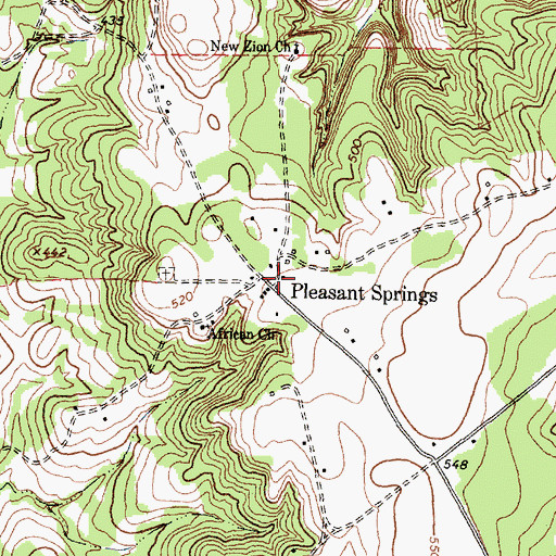 Topographic Map of Pleasant Springs, TX