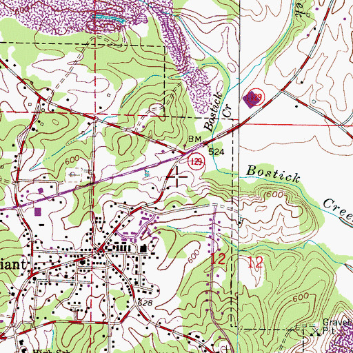 Topographic Map of Old Bostick Cemetery, AL