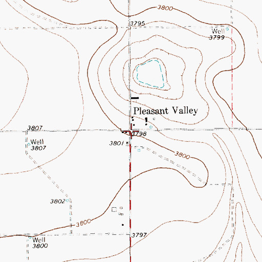 Topographic Map of Pleasant Valley, TX