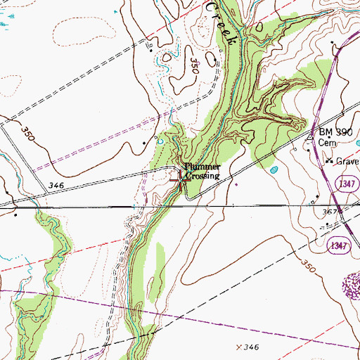 Topographic Map of Plummer Crossing, TX
