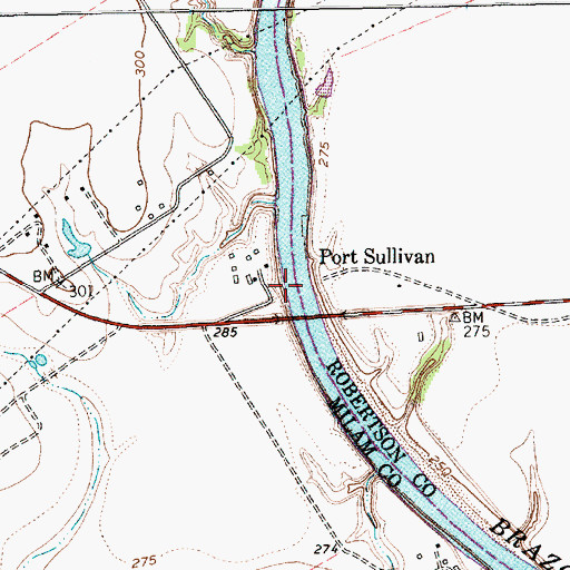 Topographic Map of Port Sullivan, TX