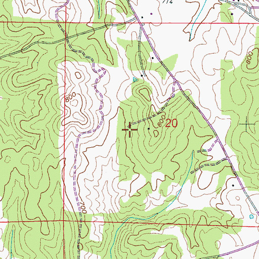 Topographic Map of Old Mars Hill Cemetery, AL