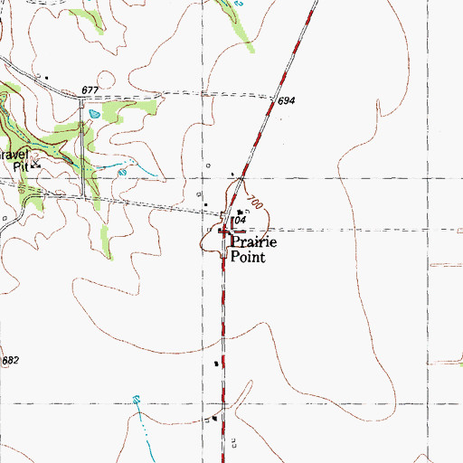 Topographic Map of Prairie Point, TX