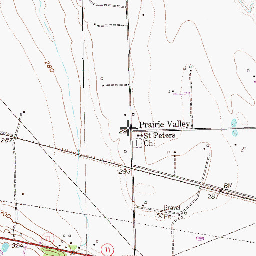 Topographic Map of Prairie Valley, TX