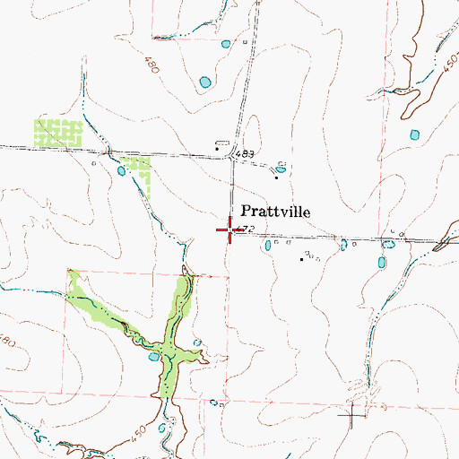 Topographic Map of Prattville, TX