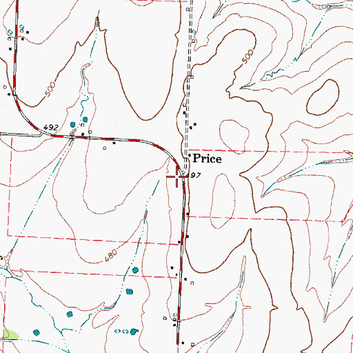 Topographic Map of Price, TX