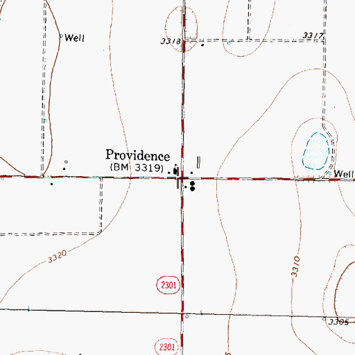 Topographic Map of Providence, TX