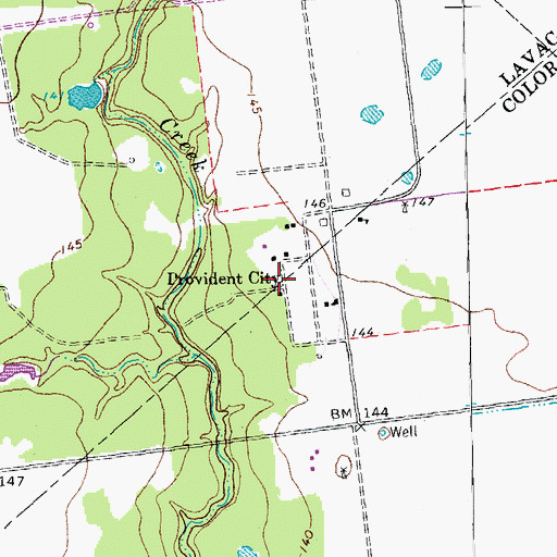 Topographic Map of Provident City, TX