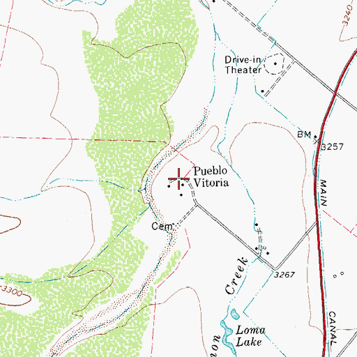 Topographic Map of Pueblo Vitoria, TX