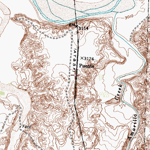 Topographic Map of Puente, TX