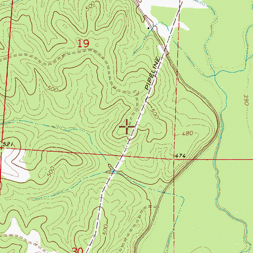 Topographic Map of Old Thompson-Centrell Cemetery, AL