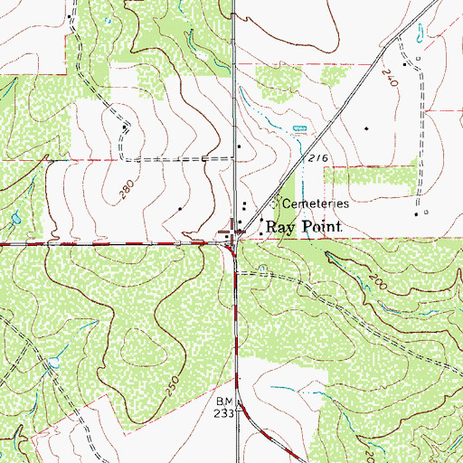 Topographic Map of Ray Point, TX