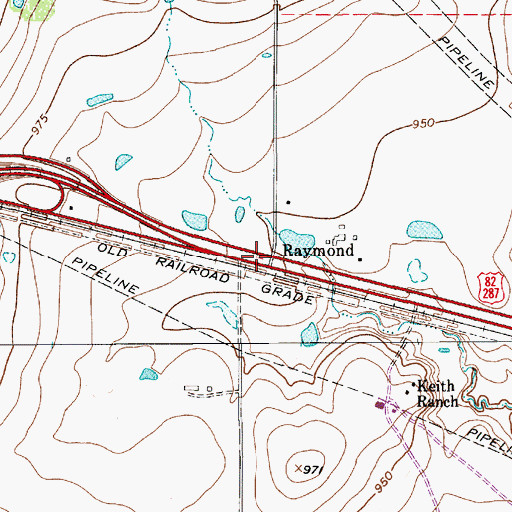 Topographic Map of Raymond, TX