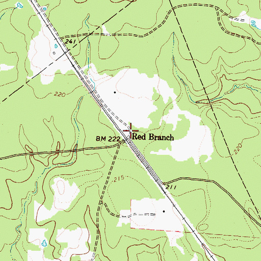 Topographic Map of Red Branch, TX