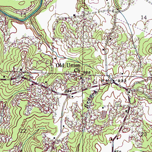Topographic Map of Old Union Cemetery, AL
