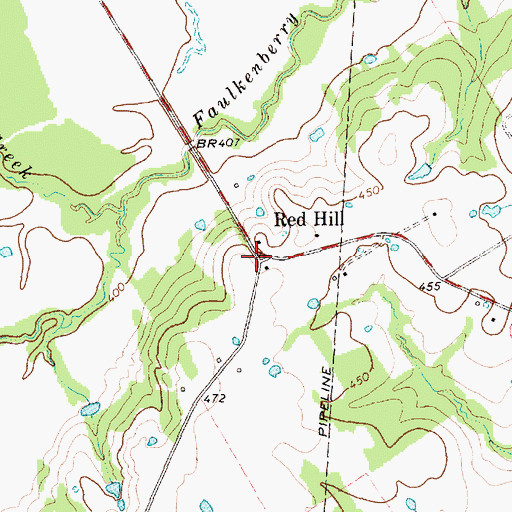 Topographic Map of Red Hill, TX