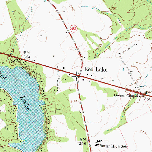 Topographic Map of Red Lake, TX