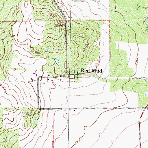 Topographic Map of Red Mud, TX