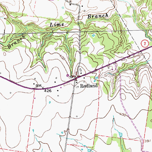 Topographic Map of Redland, TX