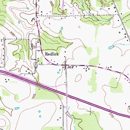 Topographic Map of Red Lick, TX
