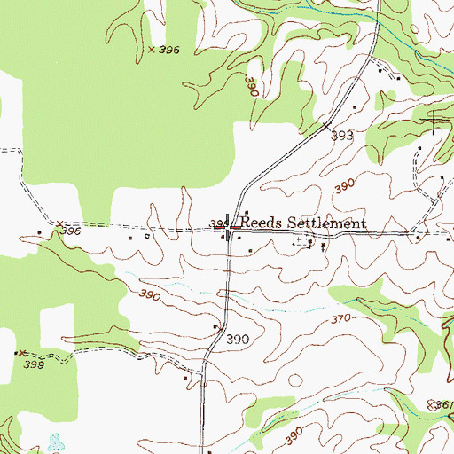 Topographic Map of Reeds Settlement, TX