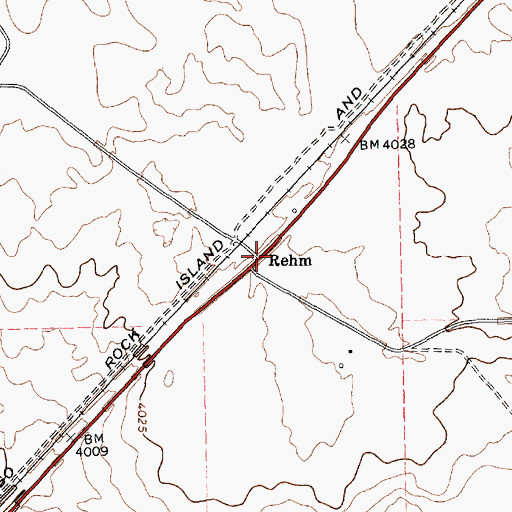 Topographic Map of Rehm, TX