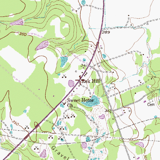 Topographic Map of Rek Hill, TX
