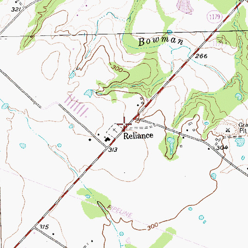 Topographic Map of Reliance, TX