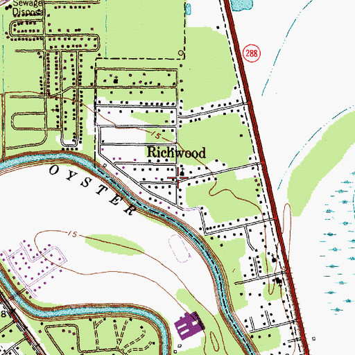 Topographic Map of Richwood, TX