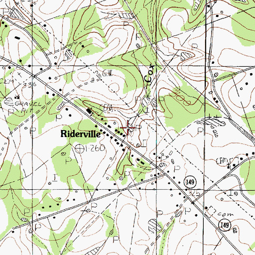Topographic Map of Riderville, TX