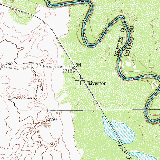 Topographic Map of Riverton, TX