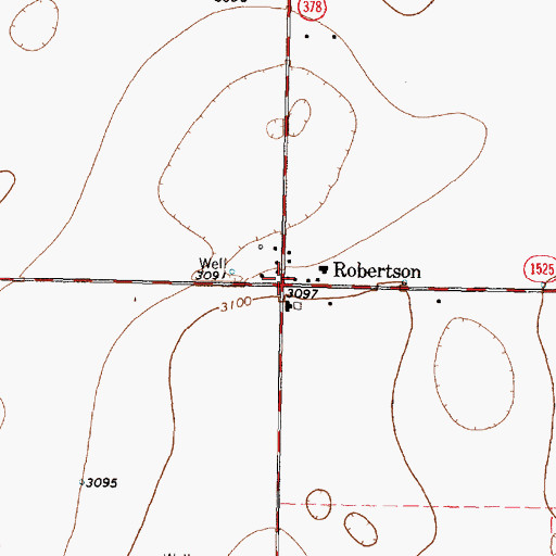 Topographic Map of Robertson, TX