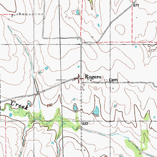 Topographic Map of Rogers, TX