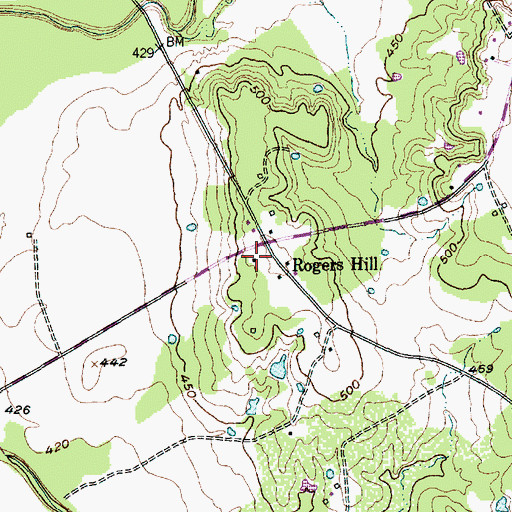 Topographic Map of Rogers Hill, TX